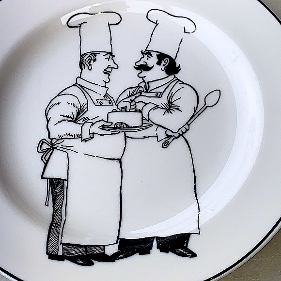 EPOCH LE RESTAURANT SALAD PLATE ROUND 8 1/2 INCH Y2K WHITE BLACK - Picture 3 of 6